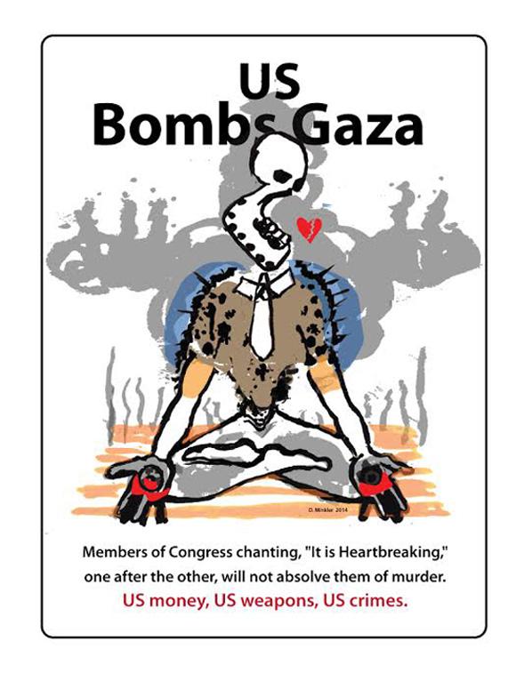 US Bombs Gaza (by Doug Minkler - 2014)