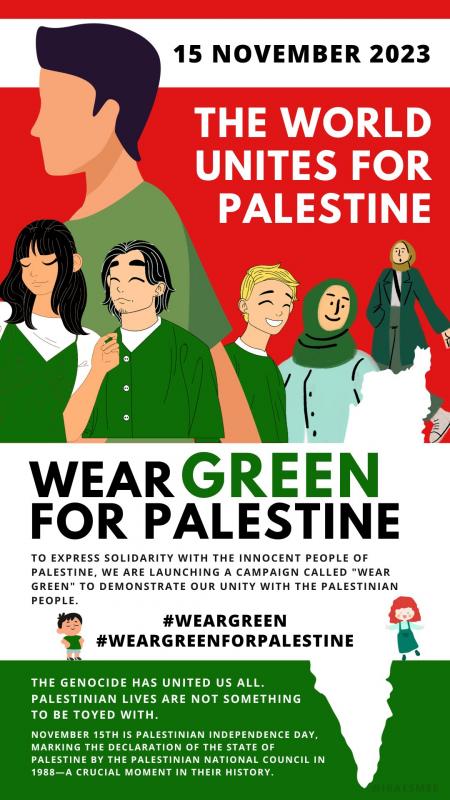 Wear Green for Palestine (by Research in Progress  - 2023)