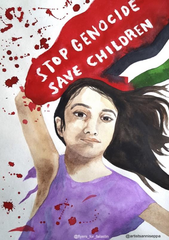 Stop Genocide - Save Children (by artistsanniseppa - 2023)