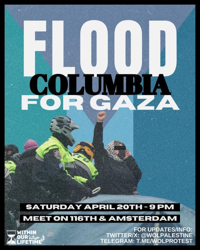 Flood Columbia for Gaza (by Research in Progress  - 2024)