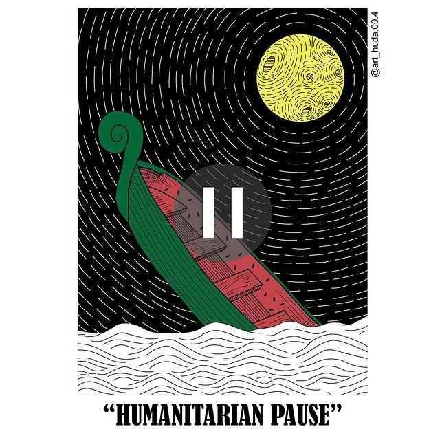 "Humanitarian Pause" (by @art_huda.00.4 - 2024)