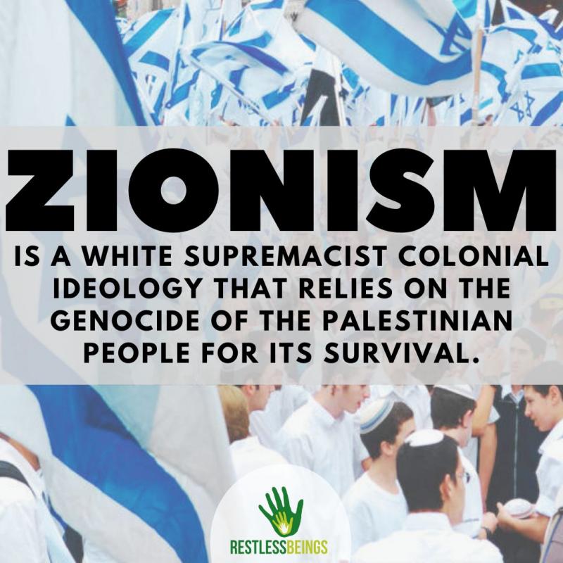 Zionism Is A White Supremacist Colonial Ideology (by Research in Progress  - 2024)