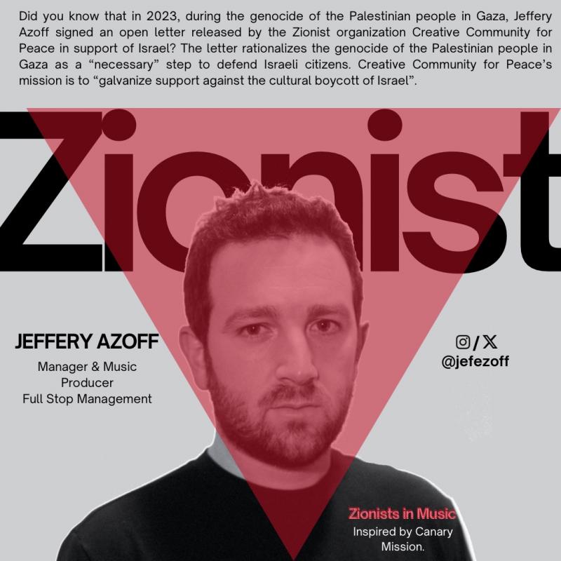 Jeffery Azoff - Zionist (by Deliberately / Collectively / Anonymous - 2024)