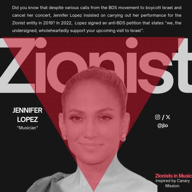 Jennifer Lopez - Zionist (by Deliberately / Collectively / Anonymous - 2024)