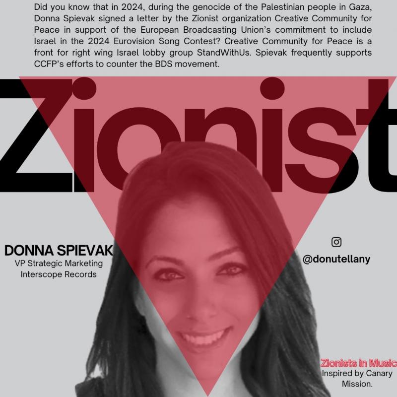 Donna Spievak - Zionist (by Deliberately / Collectively / Anonymous - 2024)